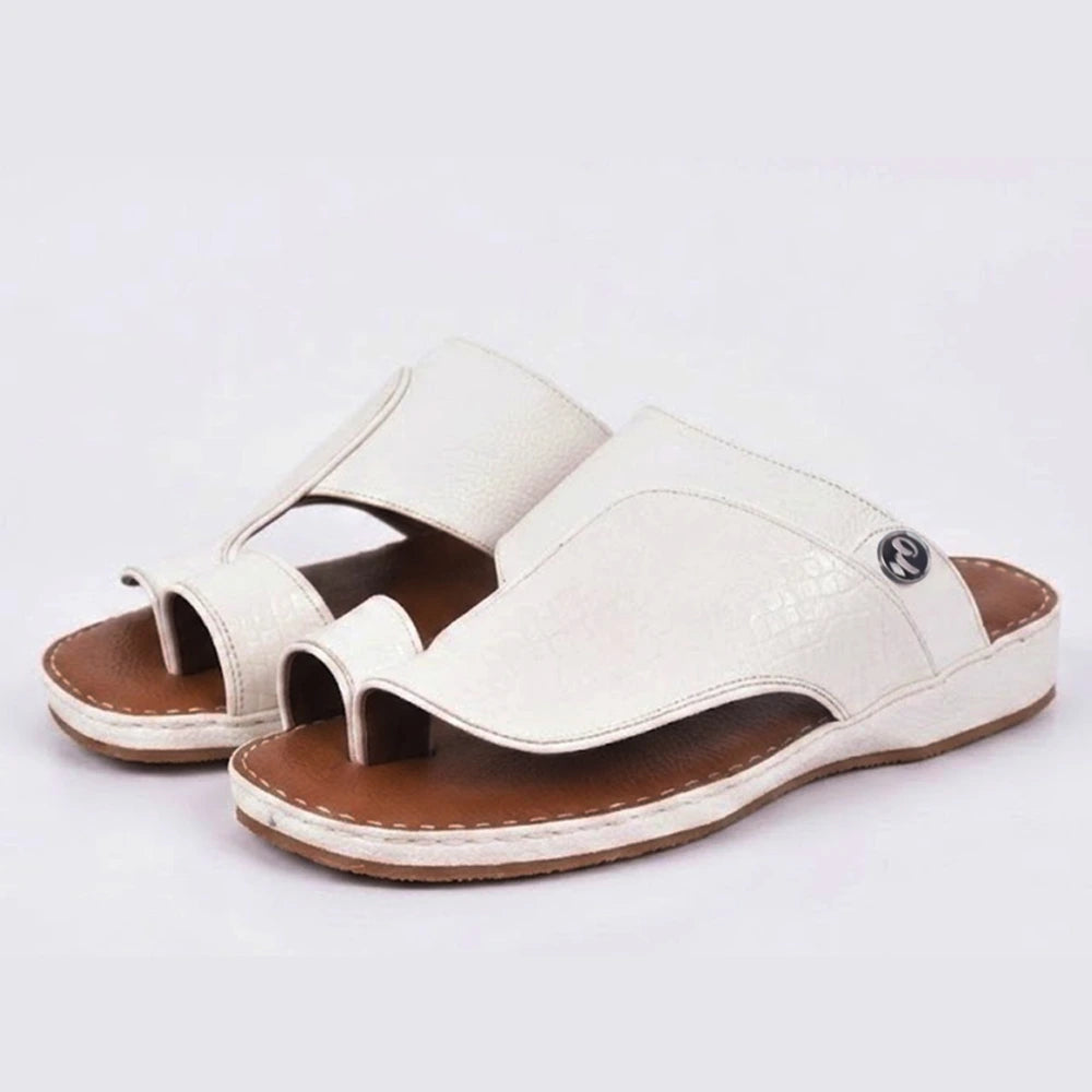 Men Sandal (White, Brown)