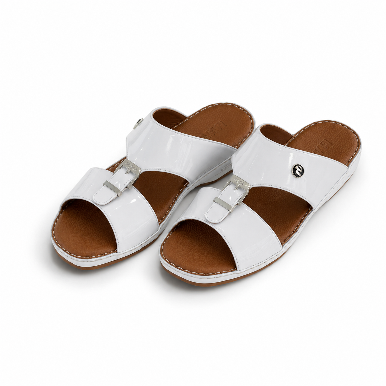 Men Sandal (White, Brown)